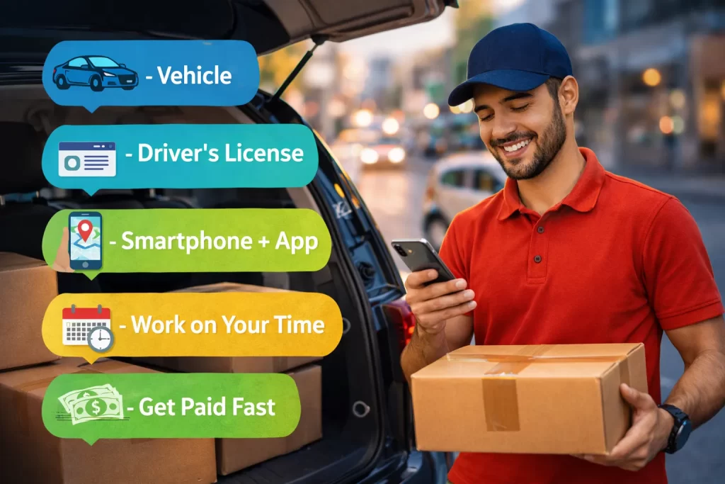 Independent delivery driver at work
